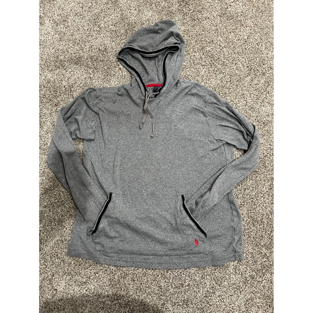 Polo Ralph Lauren Mens Sleepwear Hoodie Gray Cotton Modal Lounge Top Medium